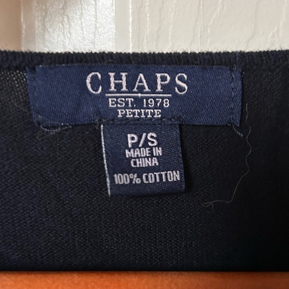 CHAPS Navy Cardigan, Petite Small - Picture 3 of 3